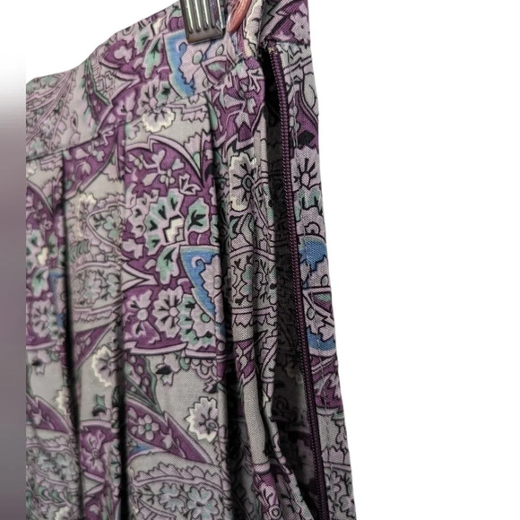 Vintage New Attitude 80s Fashion Paisley Print Kick Pleat A-line Skirt Size 12 - Picture 3 of 8